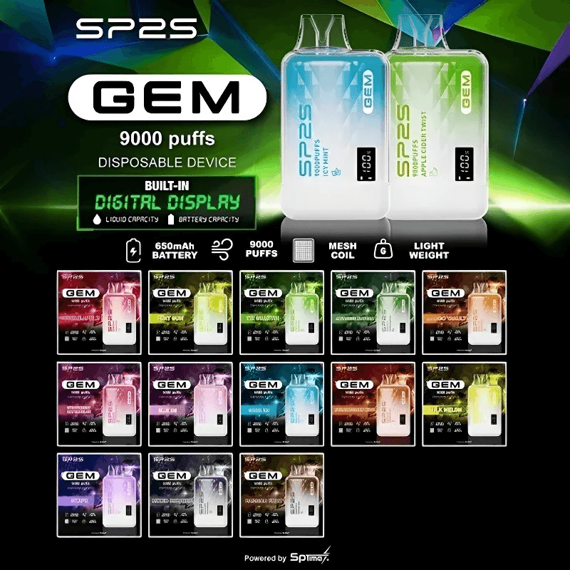 SP2S GEM 9000口 一次性電子煙 | 智能螢幕顯示油電量